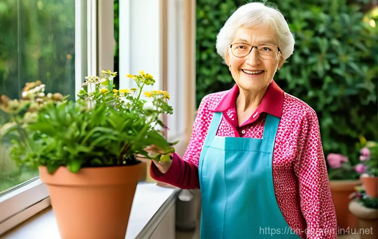 치매관리사와 치매 환자 가정 방문 사례 - **Prompt 2: Technology-Enhanced Care and Family Connection**
    An elderly man, dressed in a comfor...